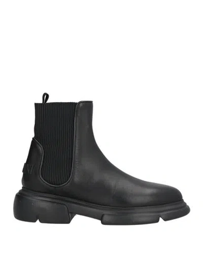 Emporio Armani Woman Ankle Boots Black Size 7.5 Leather, Textile Fibers