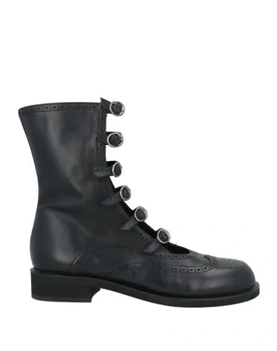 Emporio Armani Woman Ankle Boots Black Size 7.5 Leather
