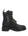 Emporio Armani Woman Ankle Boots Black Size 7.5 Leather, Textile Fibers