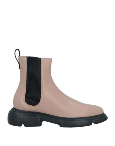 Emporio Armani Woman Ankle Boots Blush Size 4.5 Bovine Leather, Polyester, Elastane In Pink