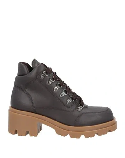 Emporio Armani Woman Ankle Boots Dark Brown Size 7.5 Leather