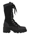 Emporio Armani Woman Ankle Boots Charcoal Size 5.5 Leather, Textile Fibers In Grey