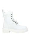 Emporio Armani Woman Ankle Boots White Size 9.5 Leather, Textile Fibers