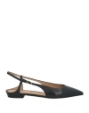 Emporio Armani Woman Ballet Flats Black Size 11.5 Leather