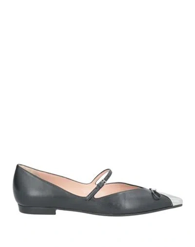 Emporio Armani Woman Ballet Flats Black Size 7 Leather