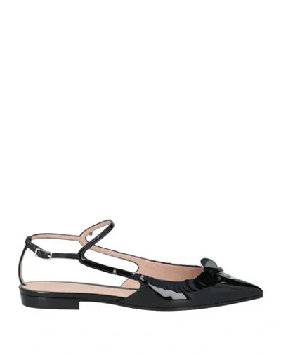 Emporio Armani Woman Ballet Flats Black Size 7.5 Leather