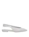 Emporio Armani Woman Ballet Flats Light Grey Size 7.5 Ovine Leather In Gray