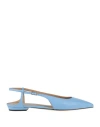 Emporio Armani Woman Ballet Flats Sky Blue Size 7.5 Leather