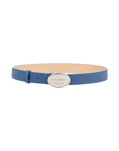 Emporio Armani Woman Belt Azure Size 36 Polyester, Polyurethane In Blue