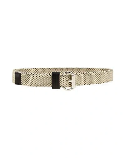 Emporio Armani Woman Belt Beige Size 36 Textile Fibers, Leather