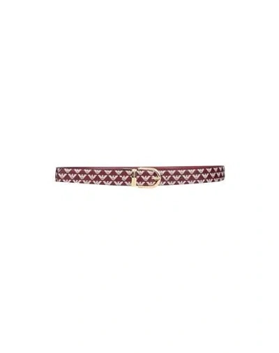 Emporio Armani Woman Belt Burgundy Size 32 Polyester, Pvc - Polyvinyl Chloride In Red