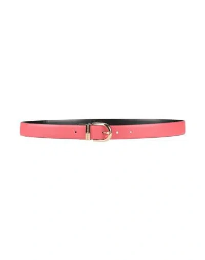Emporio Armani Woman Belt Coral Size 36 Polyester, Polyurethane In Red