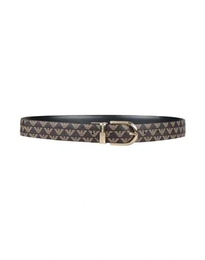 Emporio Armani Woman Belt Dark Brown Size 32 Polyester, Pvc - Polyvinyl Chloride