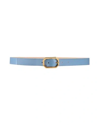 Emporio Armani Woman Belt Light Blue Size 36 Polyester, Polyurethane