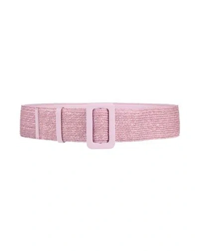 Emporio Armani Woman Belt Lilac Size 34 Straw, Polyester, Polyurethane, Cow Leather In Purple