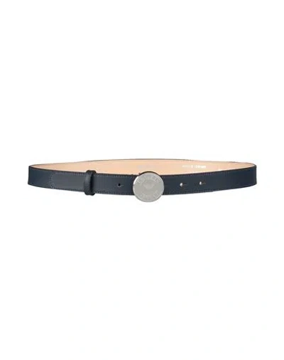 Emporio Armani Woman Belt Midnight Blue Size 32 Cow Leather