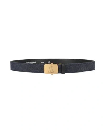 Emporio Armani Woman Belt Navy Blue Size 38 Cotton, Elastane, Cow Leather