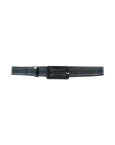 Emporio Armani Woman Belt Navy Size 39.5 Polyester, Viscose, Polyurethane Coated In Blue