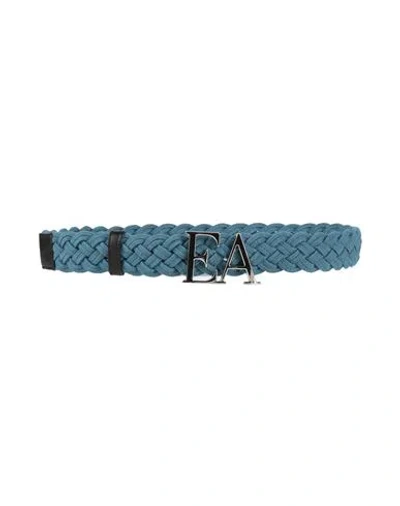 Emporio Armani Woman Belt Pastel Blue Size 34 Textile Fibers, Leather