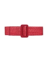 Emporio Armani Woman Belt Red Size 36 Straw, Polyester, Polyurethane, Cow Leather In Red