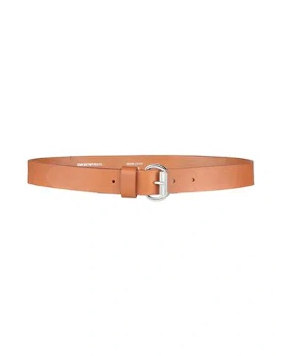 Emporio Armani Woman Belt Tan Size 34 Leather In Brown