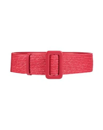 Emporio Armani Woman Belt Tomato Red Size 38 Straw