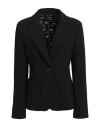 Emporio Armani Woman Blazer Black Size 12 Polyester, Viscose, Cotton, Elastane In Black