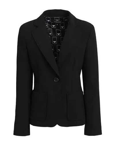 Emporio Armani Woman Blazer Black Size 12 Polyester, Viscose, Cotton, Elastane
