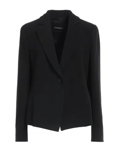 EMPORIO ARMANI EMPORIO ARMANI WOMAN BLAZER BLACK SIZE 12 VISCOSE, ACETATE, ELASTANE, POLYESTER