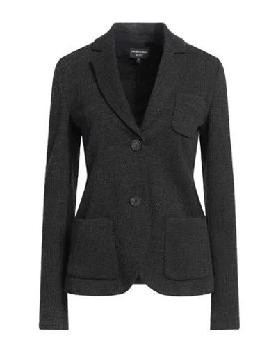 Emporio Armani Woman Blazer Charcoal Size 10 Viscose, Virgin Wool, Acrylic, Polyamide, Elastane