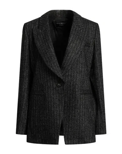 Emporio Armani Woman Blazer Charcoal Size 14 Wool, Polyester, Acrylic, Textile Fibers, Alpaca Wool In Grey