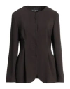 Emporio Armani Woman Blazer Dark Brown Size 12 Acrylic, Viscose In Brown