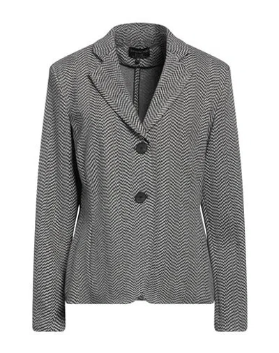 Emporio Armani Woman Blazer Grey Size 16 Polyester, Viscose, Polyamide, Elastane In Gray