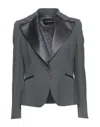 Emporio Armani Woman Blazer Grey Size 6 Viscose, Acetate, Elastane, Mulberry Silk, Polyester In Grey
