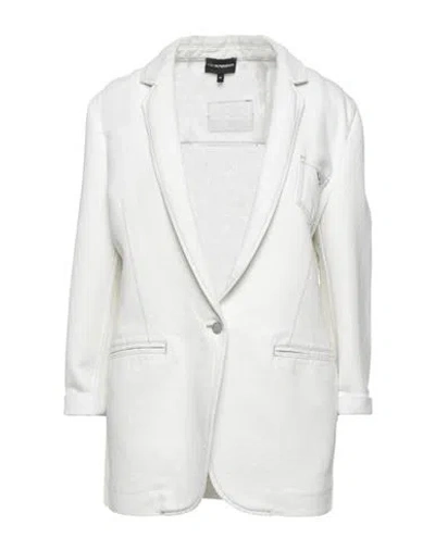 Emporio Armani Woman Blazer Ivory Size 4 Cotton, Acetate, Polyester In White