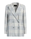 Emporio Armani Double-breasted Checked Blazer In Grey