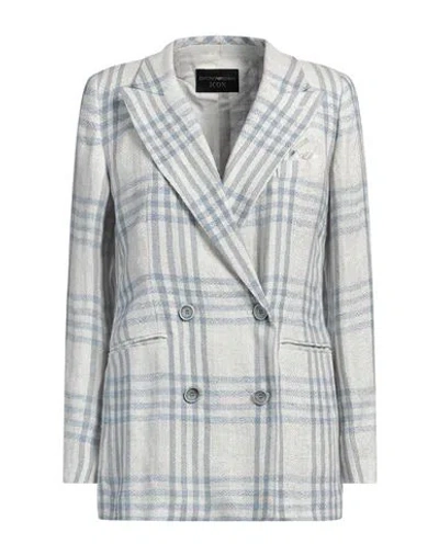 Emporio Armani Double-breasted Checked Blazer In Grey