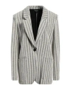 Emporio Armani Woman Blazer Light Grey Size 14 Polyester, Cotton, Lyocell, Polyamide, Elastane In Grey