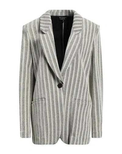 Emporio Armani Woman Blazer Light Grey Size 14 Polyester, Cotton, Lyocell, Polyamide, Elastane