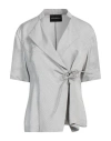 Emporio Armani Woman Blazer Light Grey Size 14 Viscose, Cupro, Polyester
