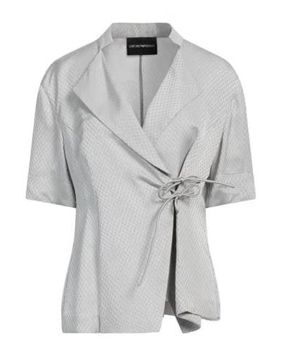 Emporio Armani Woman Blazer Light Grey Size 14 Viscose, Cupro, Polyester