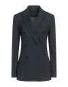 Emporio Armani Woman Blazer Midnight Blue Size 12 Polyamide, Acrylic, Wool In Blue