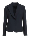 Emporio Armani Woman Blazer Midnight Blue Size 16 Polyester, Viscose, Elastane In Blue