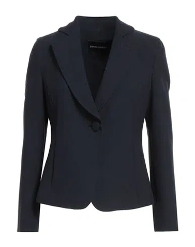 Emporio Armani Woman Blazer Midnight Blue Size 16 Polyester, Viscose, Elastane