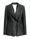 Emporio Armani Woman Blazer Navy Blue Size 8 Linen In Navy Blue