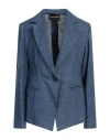 Emporio Armani Woman Blazer Navy Blue Size 16 Linen In Navy Blue