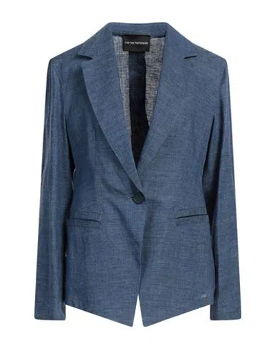 Emporio Armani Woman Blazer Navy Blue Size 16 Linen