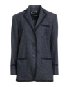 Emporio Armani Woman Blazer Navy Size 16 Wool, Cotton, Polyamide, Elastane In Blue