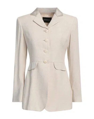 Emporio Armani Woman Blazer Off White Size 12 Viscose, Linen