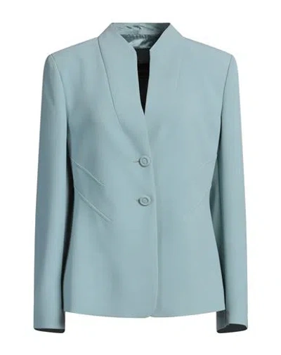 Emporio Armani Woman Blazer Pastel Blue Size 12 Viscose, Acetate, Elastane, Polyester